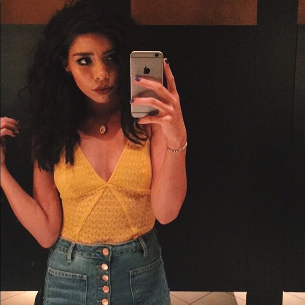 Backless yellow one piece